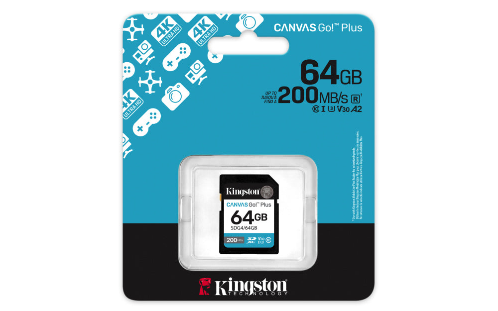 MEMORIA SD SDXC KINGSTON 64GB (SDG4/64GB) CANVAS GO PLUS, UHS-I, CLASS 10