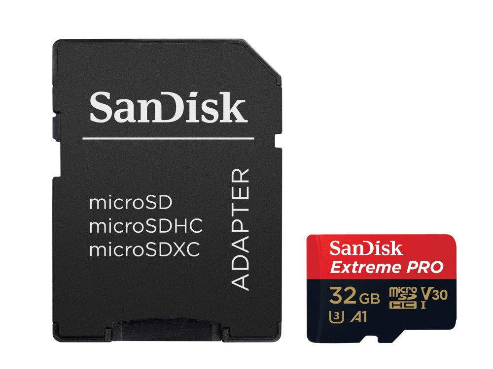 MEMORIA MICROSD SDXC SANDISK 32GB (SDSQXCG-032G-GN6MA) EXTREME PRO, UHS-I, V30, U3, A1, C/ADAPTADOR