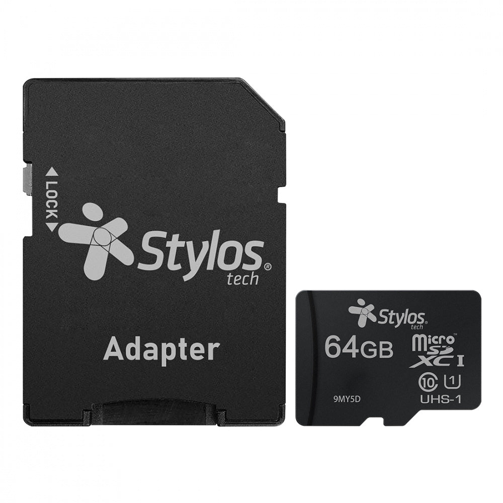 MEMORIA MICROSD STYLOS (STMSDA3B) 64GB, UHS1, CON ADAPTADOR, NEGRO-1