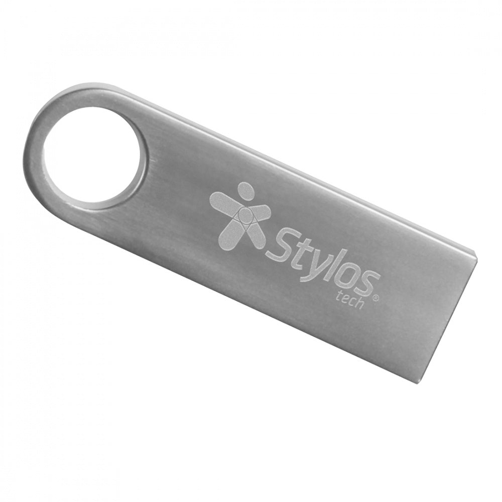 MEMORIA USB STYLOS (STMUSB2B) 16GB, ST100, USB 2.0, METAL PLATA