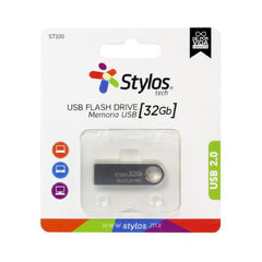 MEMORIA USB STYLOS (STMUSB3B) 32GB, ST100, USB 2.0, METALICA PLATA-1
