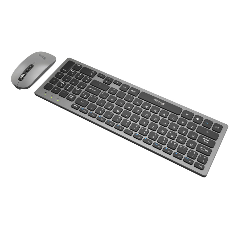 KIT TECLADO Y MOUSE INALAMBRICO STYLOS (STPKTM6G) 96 TECLAS, MOUSE 5 BOTONES, 1600DPI, NEGRO/GRIS-1
