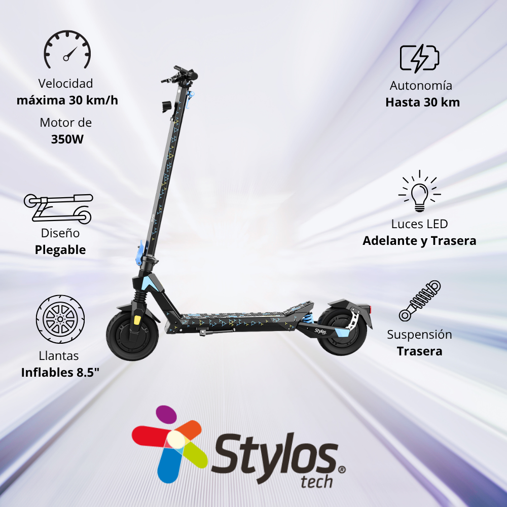 SCOOTER ELECTRICO STYLOS (STSCM03A) M3, HASTA 30KM/H, 350W, MAX. 120KG, AZUL
