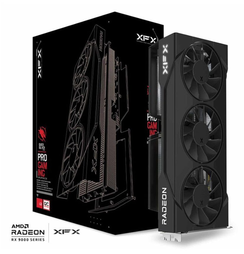 TARJETA DE VIDEO XFX (RX-96TS316B7) SWIFT RX9060XT OC,16GB GDDR6,1900MHZ,2*DP,HDMI,3*FAN,NEGRO