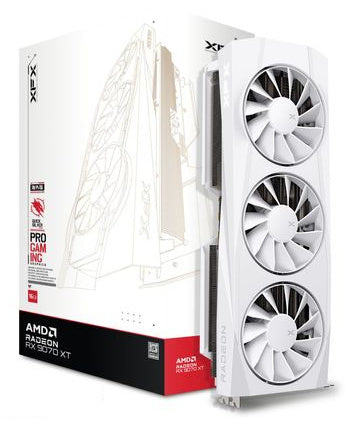 TARJETA DE VIDEO XFX (RX-97TQICKW9) QUICKSILVER RX9070XT,16GB GDDR6, 2400MHZ,3*DP,HDMI,BLANCA