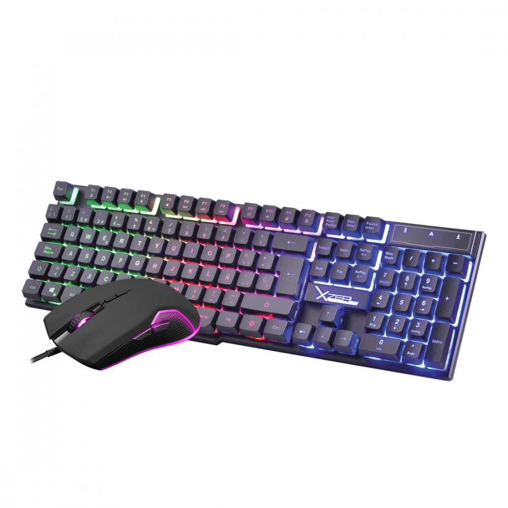 KIT TECLADO Y MOUSE XZEAL (XSKTALRW1B) ALAMBRICO, MOUSE 6 BOTONES, 3200DPI, NEGRO, RETROILUMINADO