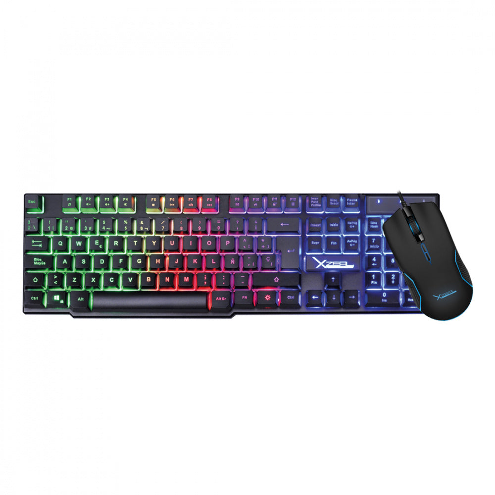 KIT TECLADO Y MOUSE XZEAL (XSKTALRW1B) ALAMBRICO, MOUSE 6 BOTONES, 3200DPI, NEGRO, RETROILUMINADO