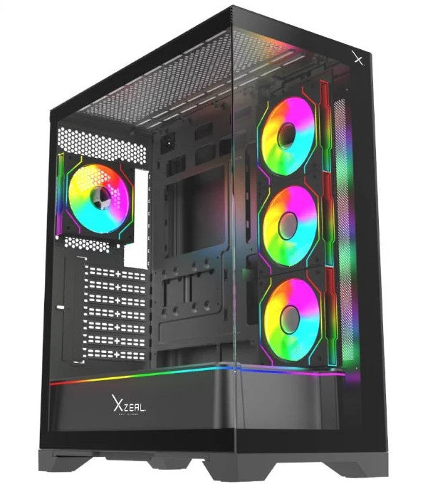 GABINETE XZEAL (XZGAEX1B) FULL TORRE, E-ATX, CRISTAL+METAL,4*VENT ARGB,SIN FUENTE, NEGRO-1