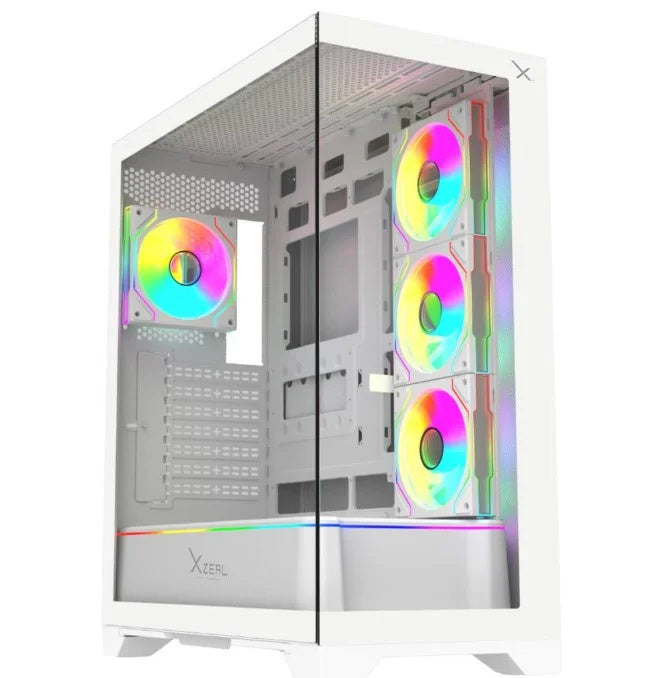 GABINETE XZEAL (XZGAEX1W) FULL TORRE, E-ATX, CRISTAL+METAL,4*VENT ARGB,SIN FUENTE, BLANCO-1