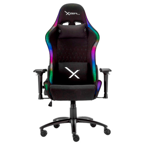 SILLA GAMER XZEAL (XZSXZ15B) TELA, RECLINABLE 180°, BRAZOS 4D, HASTA 150 KG, PISTON CLA. 4, RGB, NEGRO-1