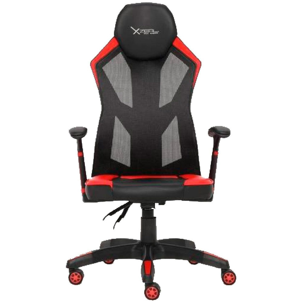 SILLA GAMER XZEAL (XZSXZ30R) MALLA CON VINIL, RECLINABLE 150°, BRAZOS FIJOS, HASTA 100KG, PISTON CLA. 2, NEGRO/ROJO