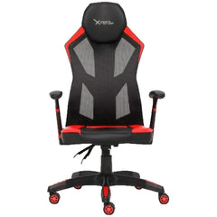 SILLA GAMER XZEAL (XZSXZ30R) MALLA CON VINIL, RECLINABLE 150°, BRAZOS FIJOS, HASTA 100KG, PISTON CLA. 2, NEGRO/ROJO-1