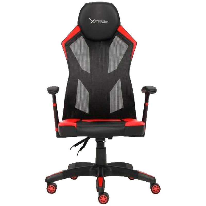 SILLA GAMER XZEAL (XZSXZ30R) MALLA CON VINIL, RECLINABLE 150°, BRAZOS FIJOS, HASTA 100KG, PISTON CLA. 2, NEGRO/ROJO-1