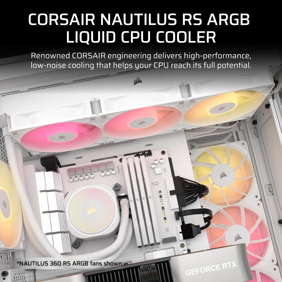 VENTILADOR P/CPU CORSAIR (CW-9060094-WW) NAUTILUS ARGB 240MM BLANCO,2*FAN,ENFRIAMIENTO LIQUIDO