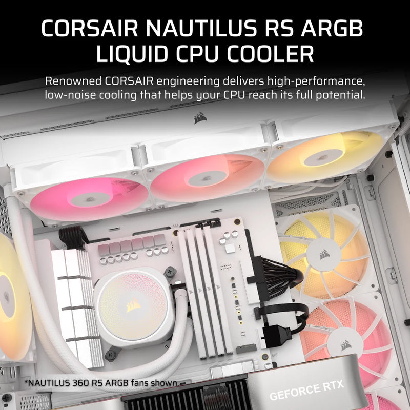 VENTILADOR P/CPU CORSAIR (CW-9060094-WW) NAUTILUS ARGB 240MM BLANCO,2*FAN,ENFRIAMIENTO LIQUIDO-2