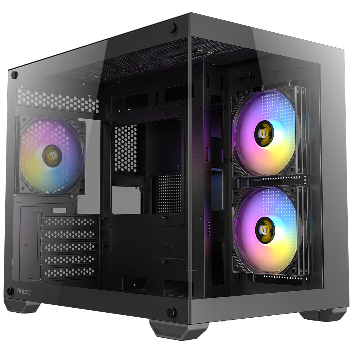 GABINETE ANTEC (CX600M ARGB_B) MINI TOWER MICRO-ATX,CRISTAL,S/FUENTE,3*FAN,1*USB-C,1*USB 3.0,NEGRO
