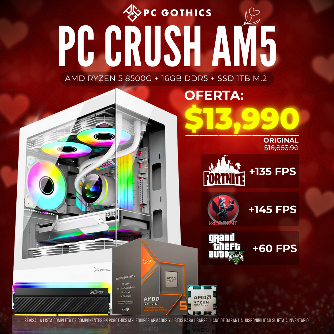 PC Crush Ryzen 5 8500G + 16GB DDR5 + 1TB M.2 SSD-1
