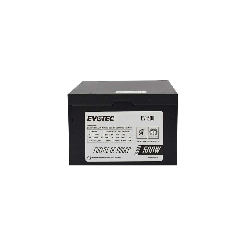 FUENTE DE PODER EVOTEC (EV-500) 500W,24 PINES,2 SATA,EMPAQUE INDIVIDUAL-1