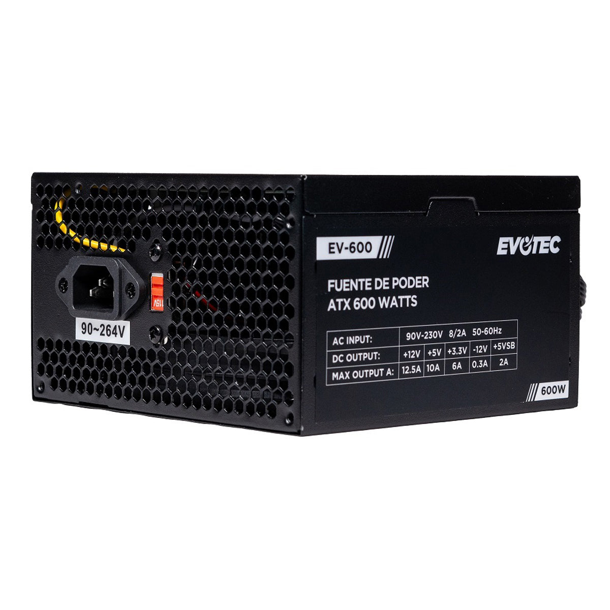 FUENTE DE PODER EVOTEC (EV-600) 600W,24 PINES,2 SATA, EMPAQUE INDIVIDUAL