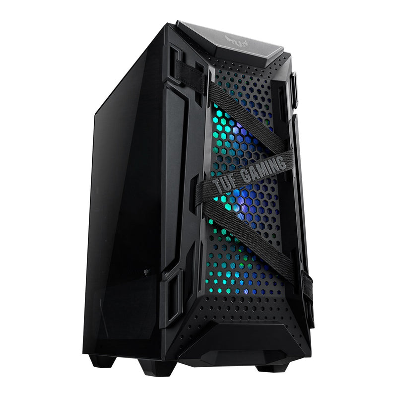 GABINETE ASUS (GT301 TUF GAMING CASE/BLK/ARGB FAN// ) NEGRO,RGB 120MM FANS*3,120MM FAN,VIDRIO TEMPLADO,MT,S/FUENTE-1