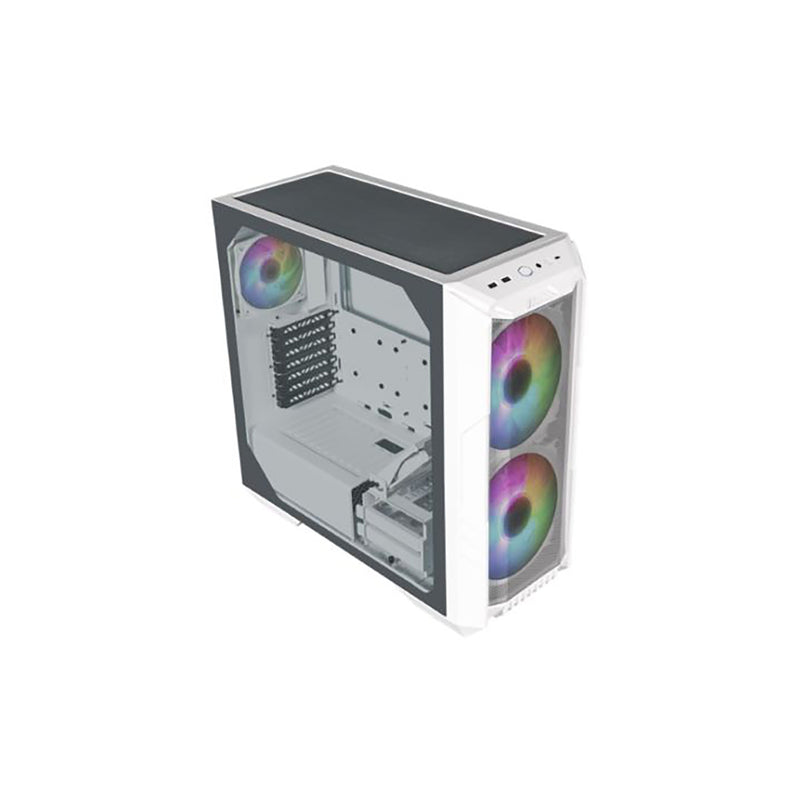 GABINETE COOLER MASTER (H500-WGNN-S00)MASTERBOX H500,MALLA,VIDRIOTEMP,USB/C,ARGB,ATX,BLANCO,S/FUENTE-1
