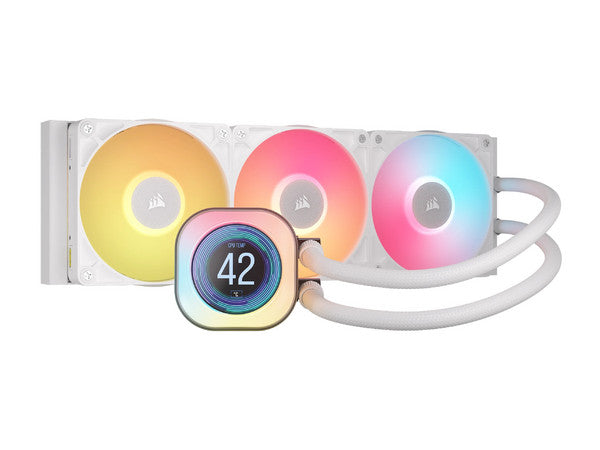 VENTILADOR P/CPU CORSAIR (CW-9061026-WW) ICUE LINK H150I LCD AIO,360MM,ENFRIAMIENTO LIQUIDO,BLANCO-1