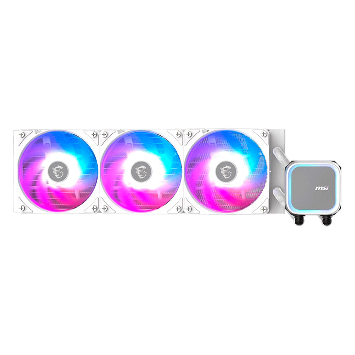 VENTILADOR P/CPU MSI (MAG CORELIQUID A13 360 WHITE) ARGB,ENFRIAMIENTO LIQUIDO, 3 FAN, 360MM, BLANCO-1