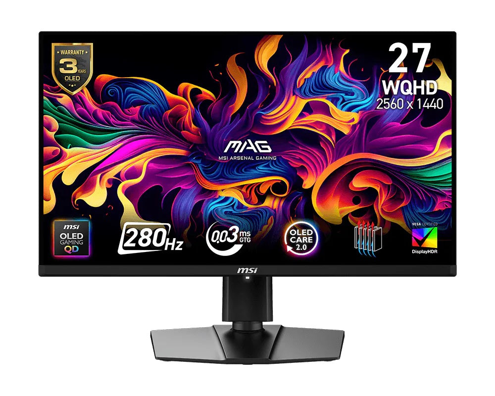 MONITOR OLED MSI 27" (MAG 271QP QD-OLED X28) 2560X1440 WQHD,PLANO, 280HZ, 1*DP, 2*HDMI, 1*USB C