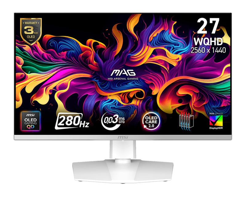 MONITOR OLED 27" MSI (MAG 272QPW QD-OLED X28) 2560X1440 WQHD,280HZ, 1*DP, 2*HDMI, 1*USB C, ADAPTIVE-SYNC-1