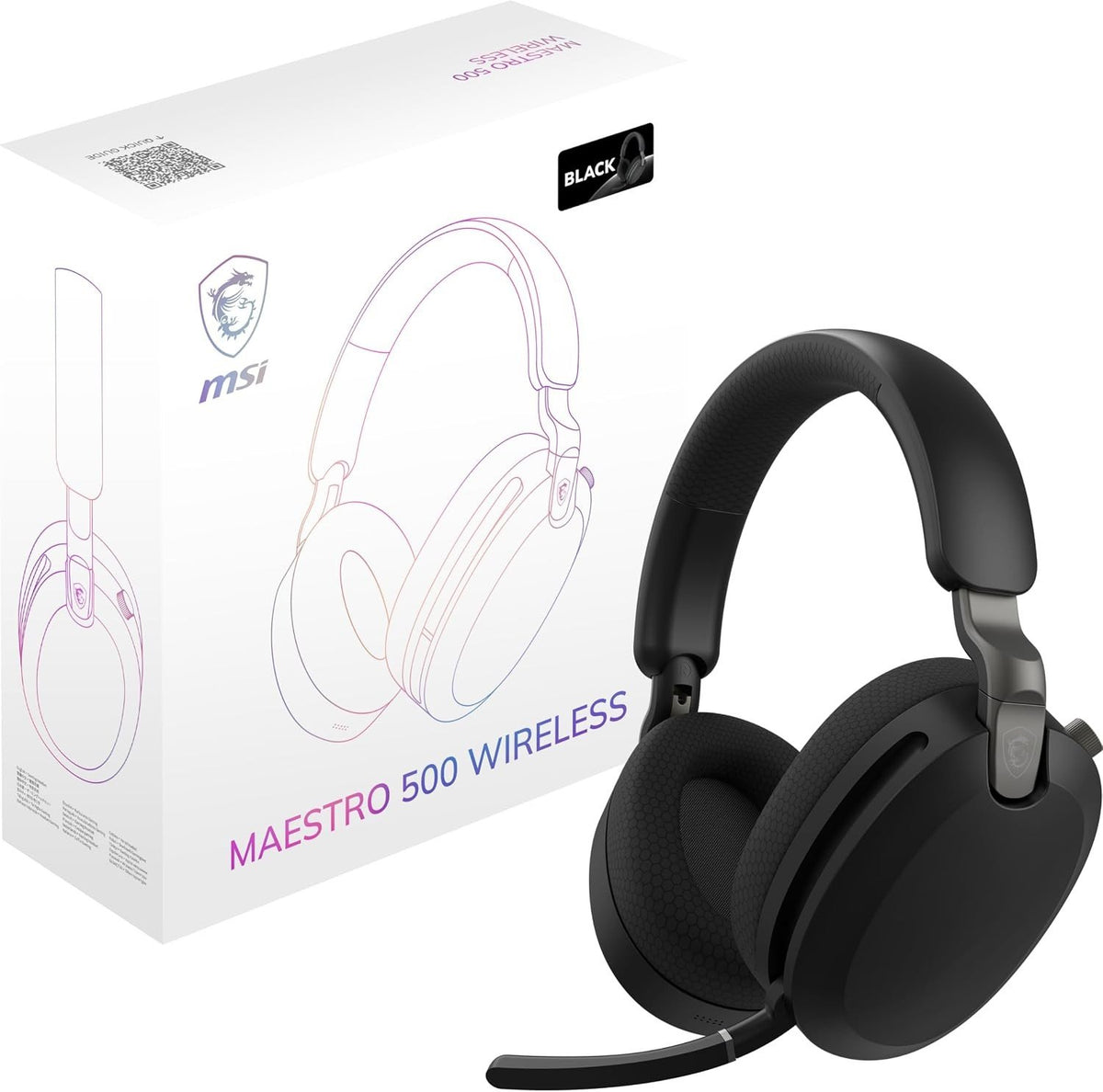 AUDIFONOS MSI (MAESTRO 500 W BLACK) WIRELESS NEGRO,MIC COMP, PC, MAC, PS5, XBOX