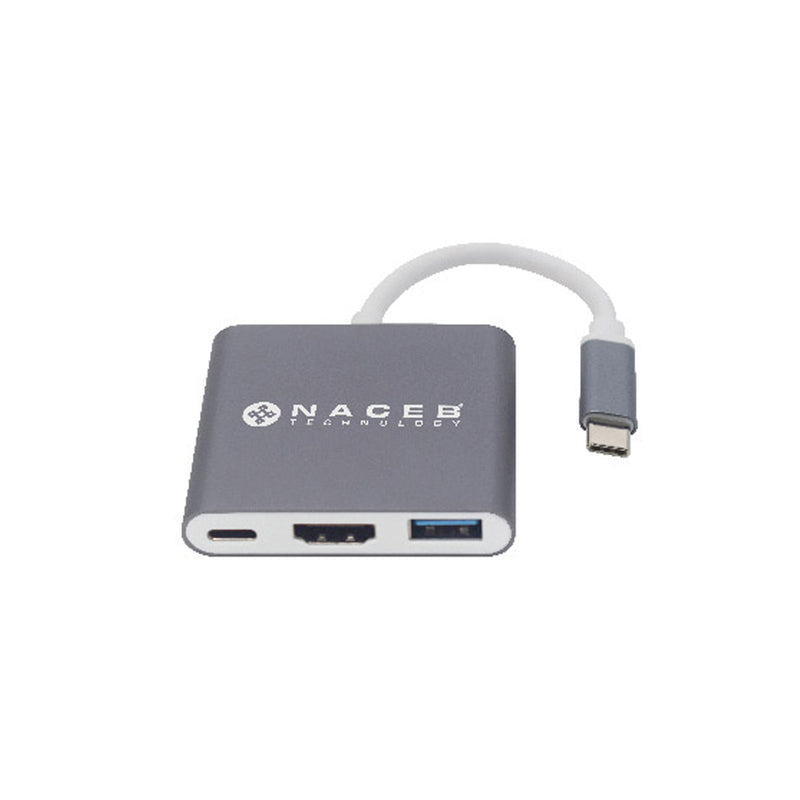 ADAPTADOR NACEB (NA-0111) HUB, USB TIPO C, 3 EN 1, 1*HDMI, 1*USB 3.0,HD, 1*USB TIPO C-1