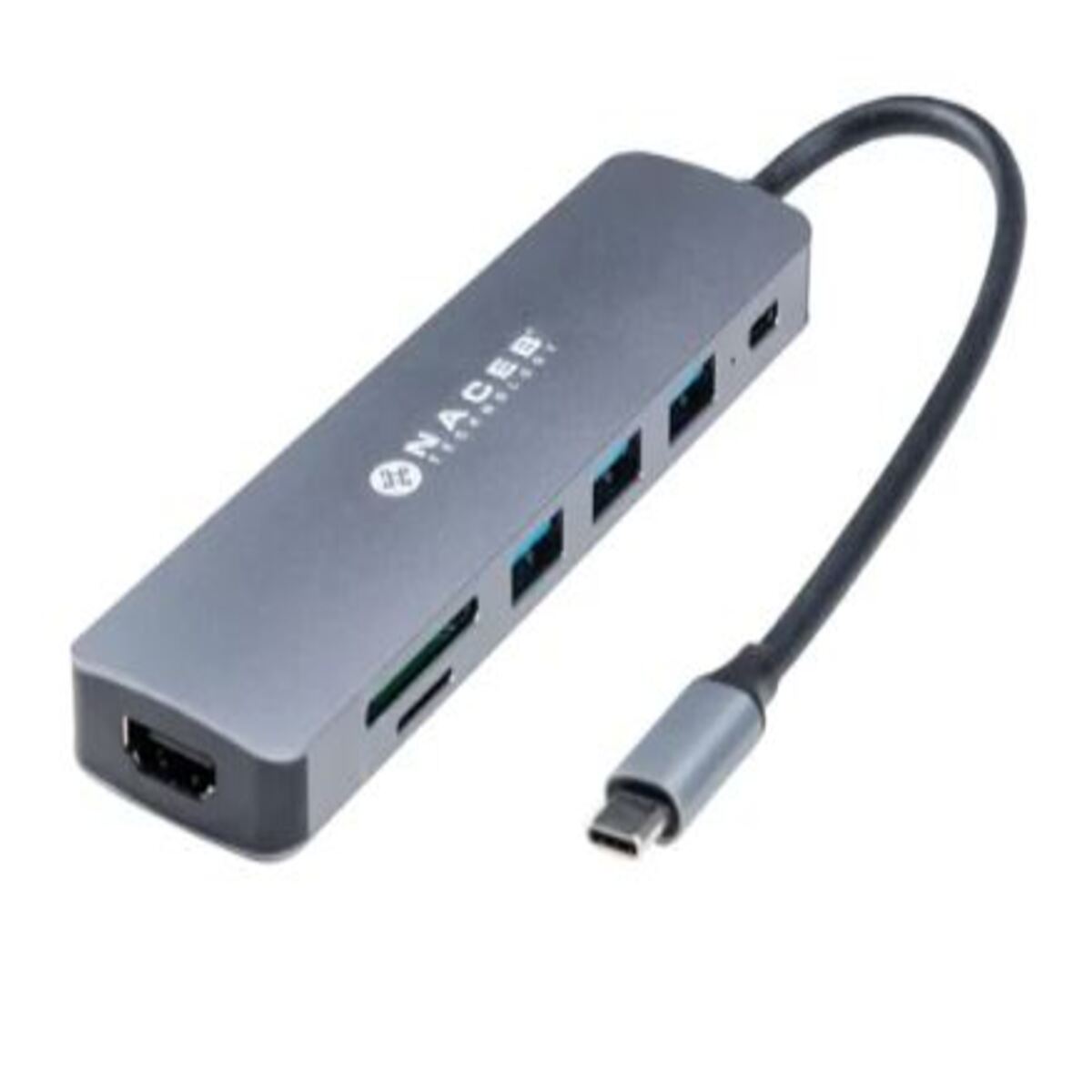 ADAPTADOR NACEB (NA-0127) HUB, USB TIPO C, 7 EN 1, 1*HDMI, 3*USB 3.0, 1*USB TIPO C, LECTOR SD, PD-1