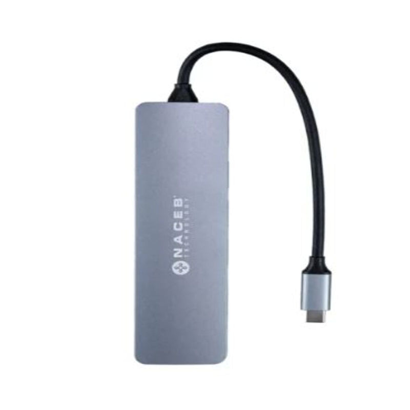 ADAPTADOR NACEB (NA-0127) HUB, USB TIPO C, 7 EN 1, 1*HDMI, 3*USB 3.0, 1*USB TIPO C, LECTOR SD, PD-2