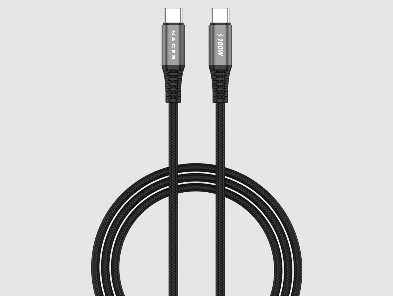 CABLE NACEB (NA-0141) USB TIPO-C A TIPO-C, 100W, 1 METRO-1