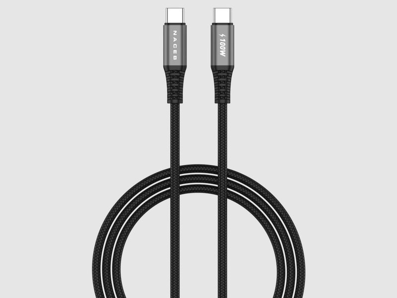 CABLE NACEB (NA-0141) USB TIPO-C A TIPO-C, 100W, 1 METRO-1