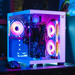 GABINETE NACEB (NA-0636B) STARFALL, MINI ATX, CRISTAL TEMPLADO, 3*VENTILADORES ARGB, BLANCO-1