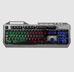 TECLADO NACEB (NA-0966) CYBER STEEL, MEMBRANA, MULTICOLOR, 105 TECLAS, METAL-PVC, PLATA-1