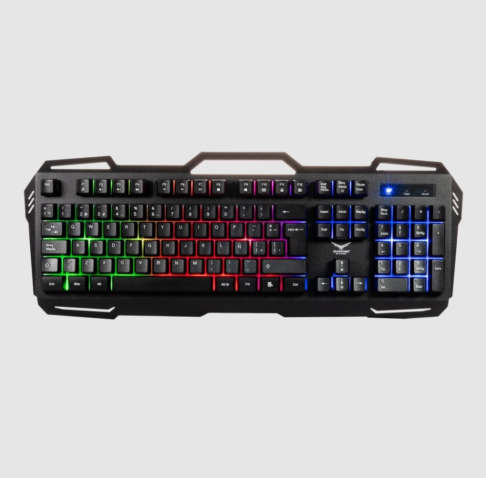 TECLADO NACEB (NA-0967) MEMBRANA, MULTICOLOR, 105 TECLAS, METAL-PVC, USB A, NEGRO