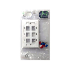 FACEPLATE (TAPA) NITROTEL 6 PUERTOS (NTFP06LWH)BL ANCA VOZ Y DATOS, VACIA-1