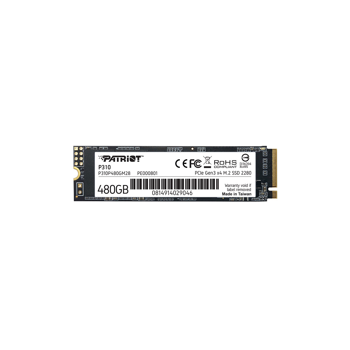 UNIDAD SSD M.2 PATRIOT 480GB (P310P480GM28) P310, PCIE 3.0, NVME, 2280