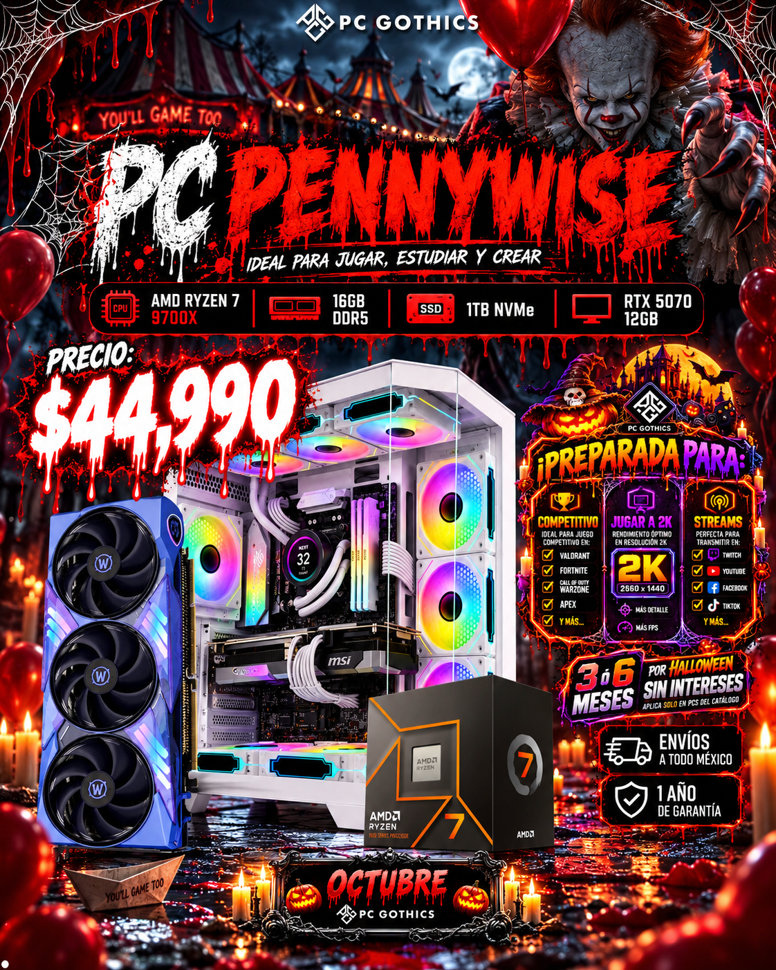 PC PENNYWISE - Ryzen 7 9700X + 16GB RAM + RTX 5070 12GB-1