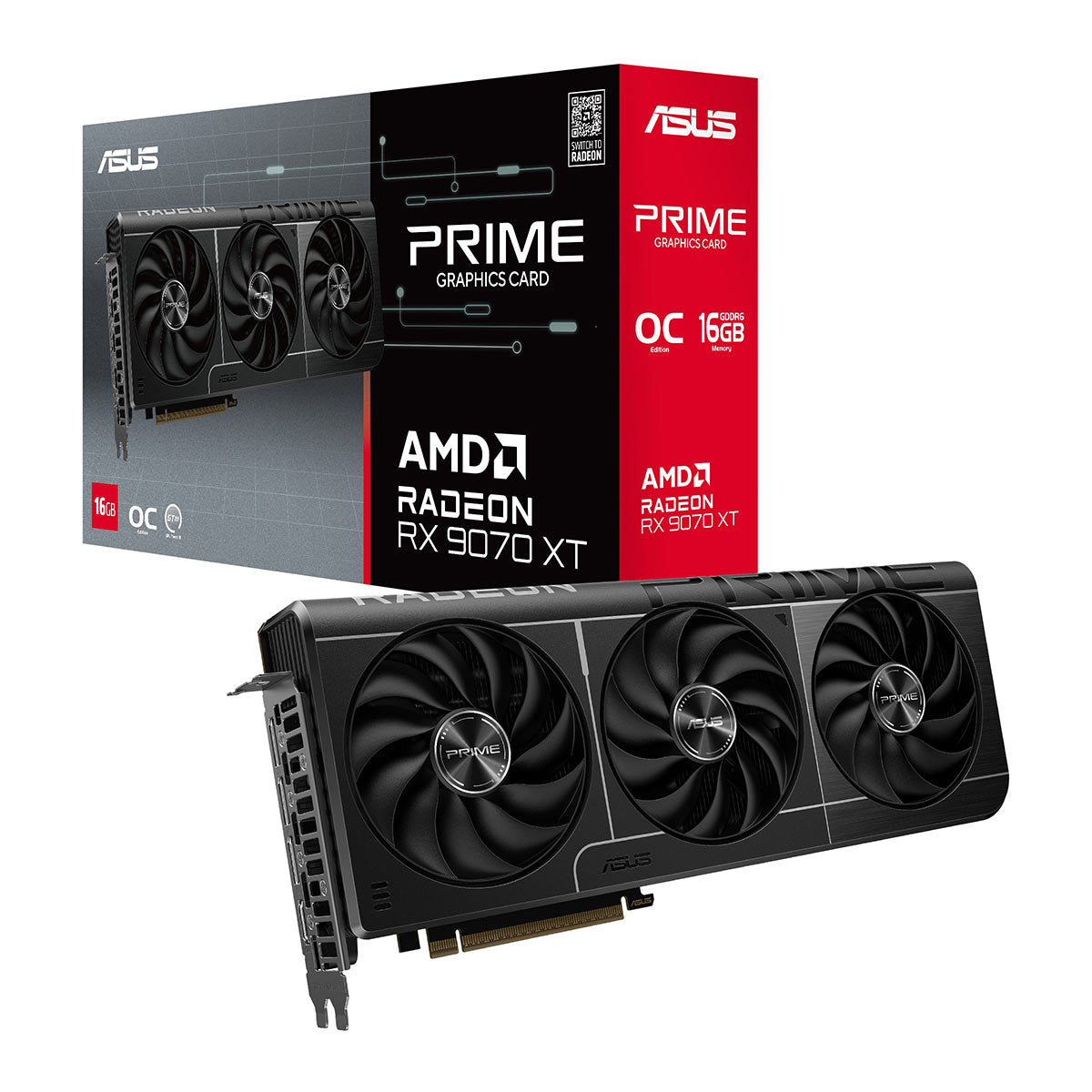 TARJETA DE VIDEO ASUS (PRIME-RX9070XT-O16G) 16G GDDR6, 256BIT, PCI-E 5.0,HDMI,3*DP,TRI FAN