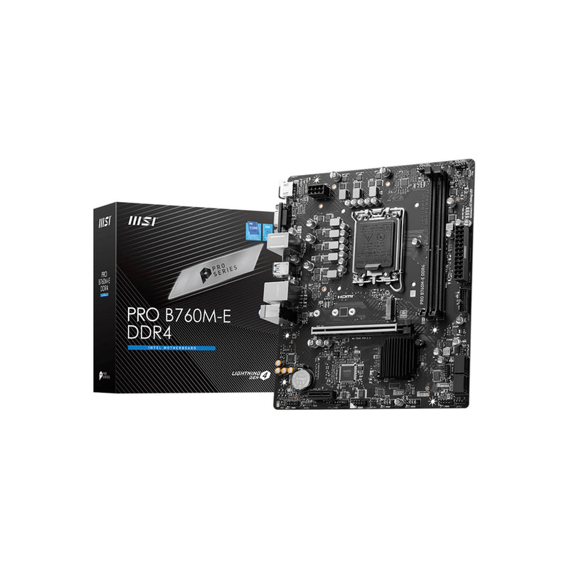 MOTHERBOARD MSI (PRO B760M-E DDR4) SOCKET 1700, 2*DDR4 4800, 1*HDMI, 1*VGA, 1*M.2,  MICRO ATX-1