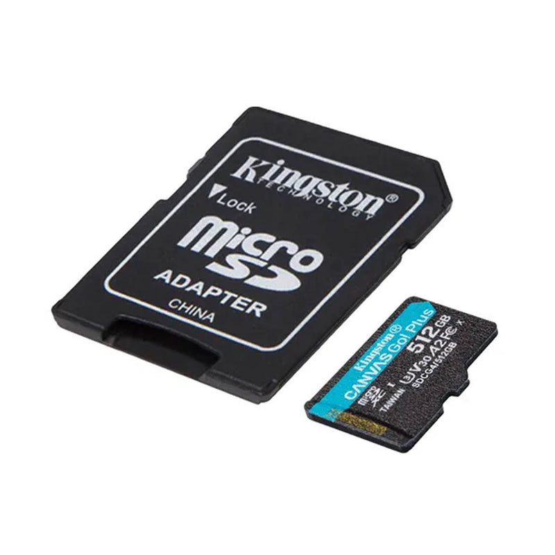 MEMORIA MICROSD SDXC KINGSTON 512GB (SDCG4/512GB) CANVAS GO PLUS GEN4,UHS-I,3U,V3,A2,CL10,C/ADAPTADR-1