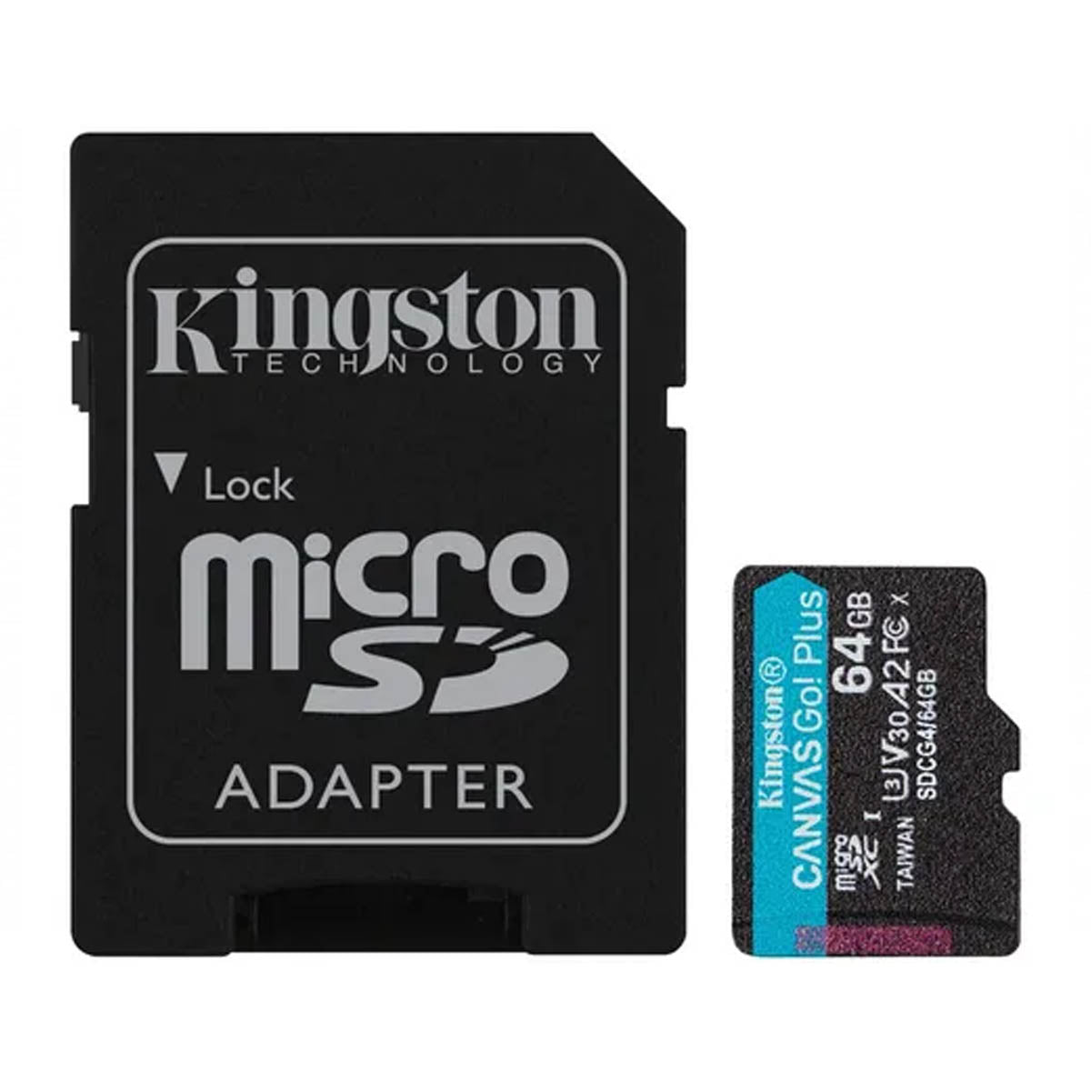 MEMORIA MICROSD SDXC KINGSTON 64GB (SDCG4/64GB) CANVAS GO PLUS GEN4,UHS-I,3U,V3,A2,CL10,C/ADAPTADOR