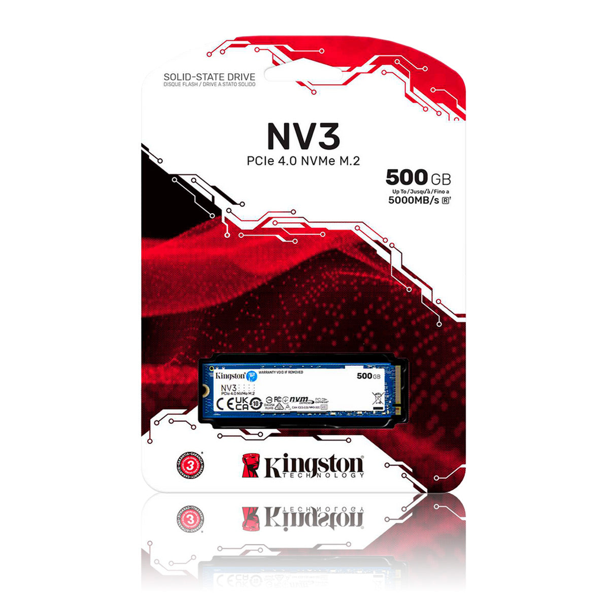 UNIDAD SSD M.2 KINGSTON 500GB (SNV3S/500G) NV3, PCIE 4.0, NVME, 2280-2