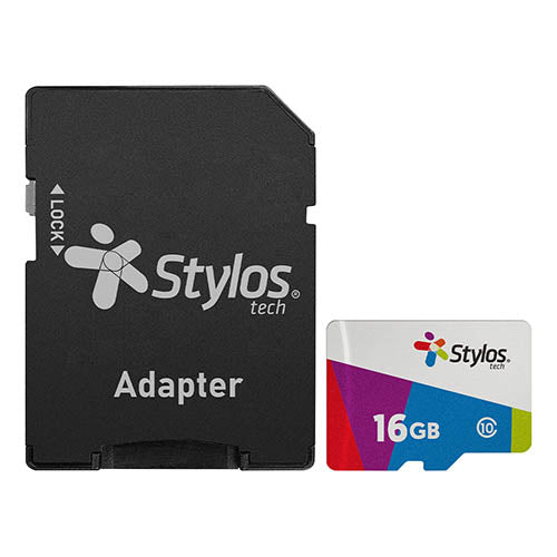 MEMORIA MICROSD STYLOS (STMS161B) 16GB, CLASE 10, CON ADAPTADOR, NEGRO