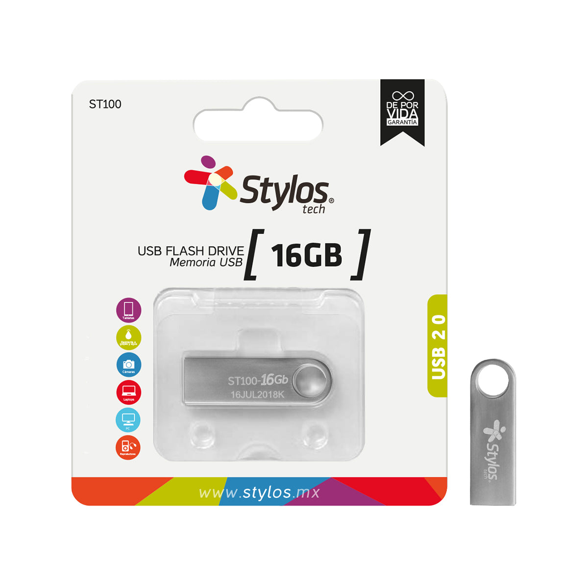 MEMORIA USB STYLOS STMUSB2B 16GB ST100