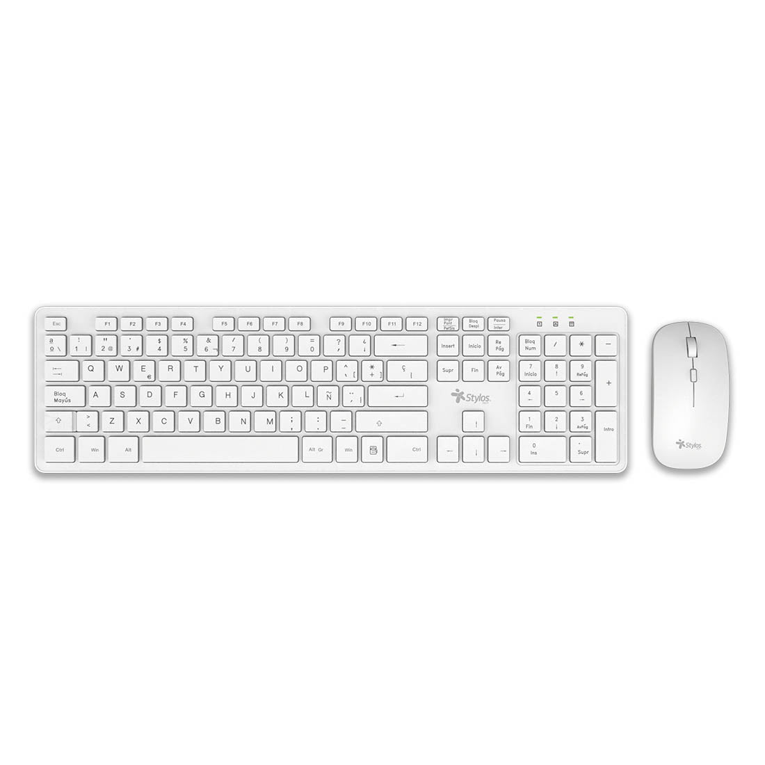 KIT TECLADO Y MOUSE INALAMBRICO STYLOS (STPKTM5W),105 TECLAS,MOUSE 2 BOTONES,1600DPI,USB N