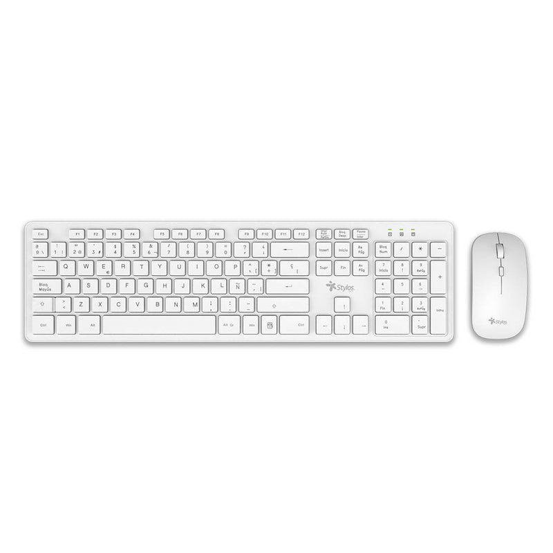 KIT TECLADO Y MOUSE INALAMBRICO STYLOS (STPKTM5W),105 TECLAS,MOUSE 2 BOTONES,1600DPI,USB N